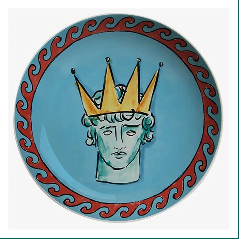 Poseidon's Journey Blue Crowned Muse Decorative Ceramic Plate