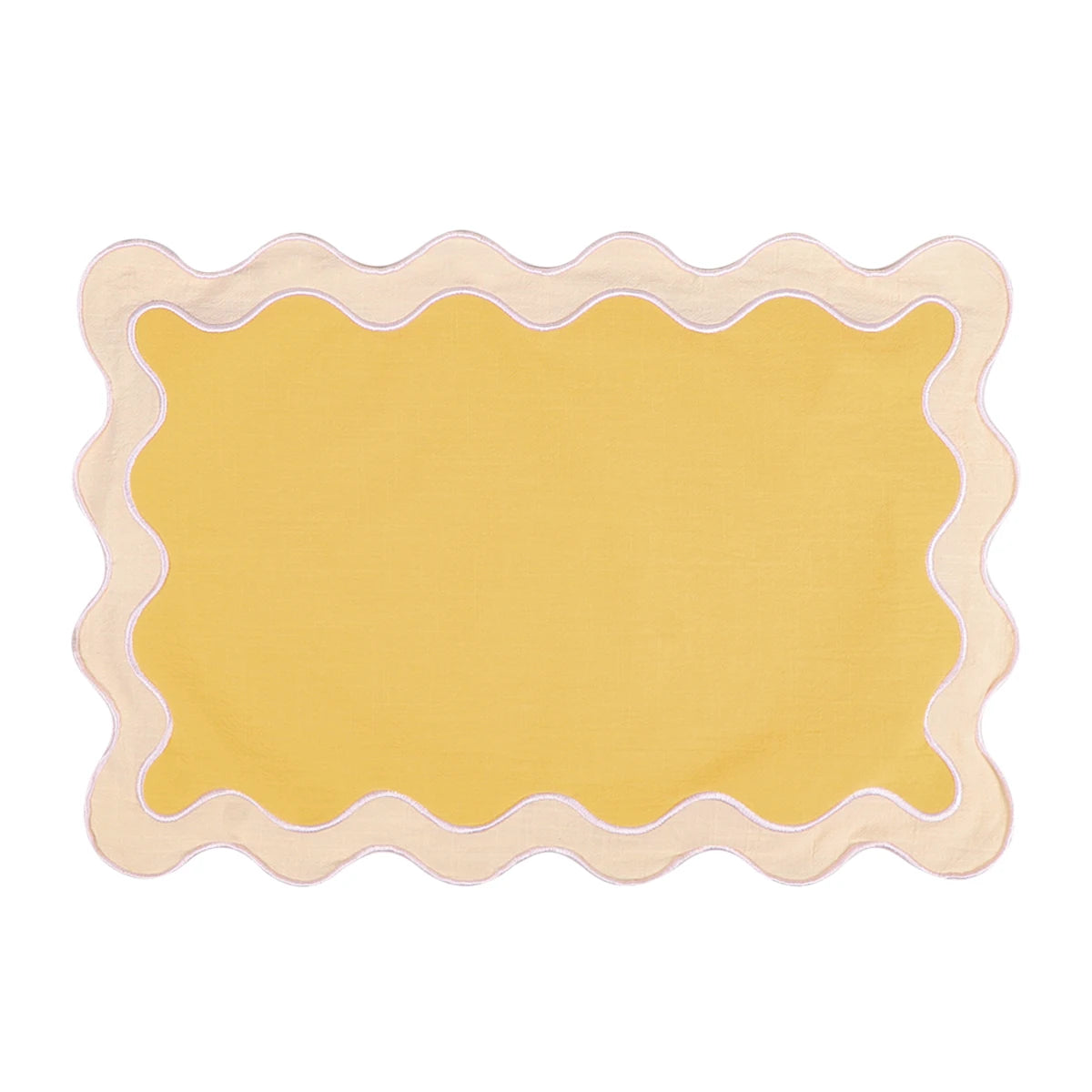 Golden Elegance Scallop Cotton Placemat set of 4