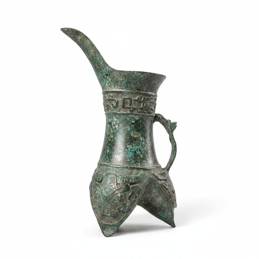 Chinese Bronze Ceremonial Wine Goblet