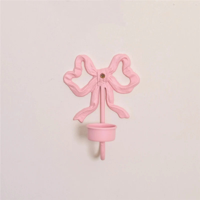 Pink Bow Wall Candlestick Holder