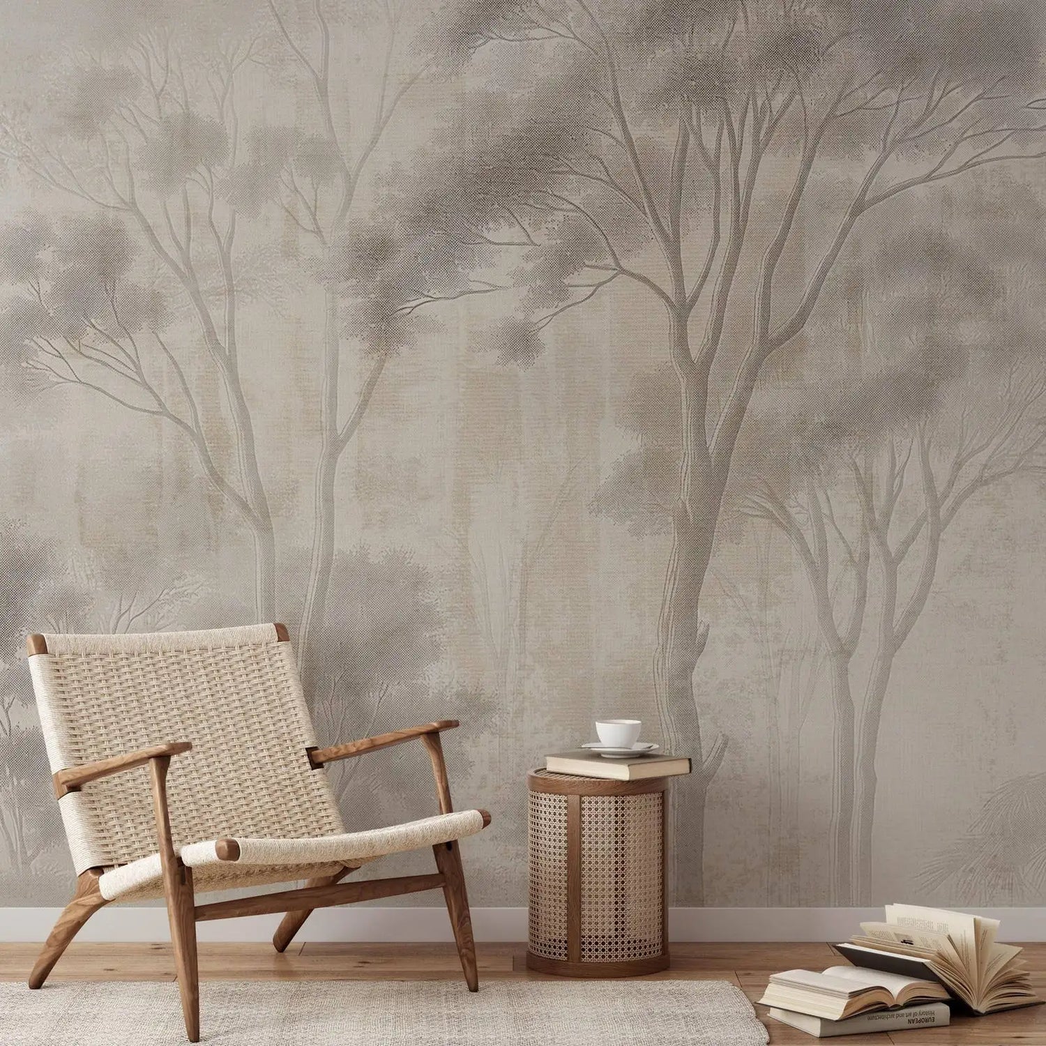 Foggy Forest Landscape Mural