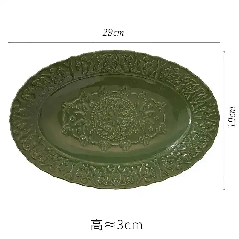 Vintage Inspired Floral Green Plate - MAIA HOMES
