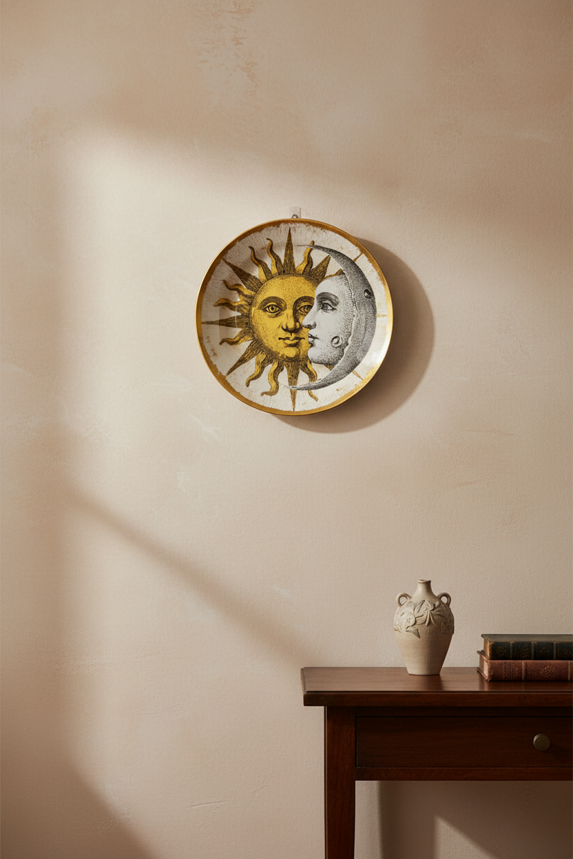 Celestial Sun & Moon Decorative Ceramic Plate