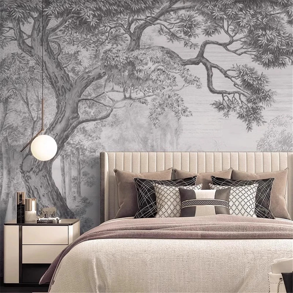 Retro Forest Tree Mural