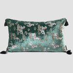 Royal Charger Velvet Chinoiserie Horse Throw Pillow Cover