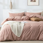 Transform your bedroom with the 100% Washed Cotton 3-Piece Duvet Set in Pink. Soft, breathable, and stylish, it promises comfort and timeless charm.