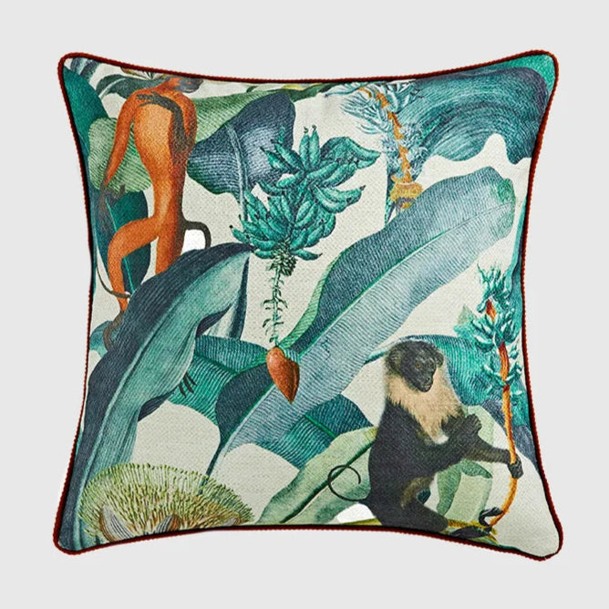 Opulent Jungle Monarchs - Vintage Monkey Print Pillow Cover