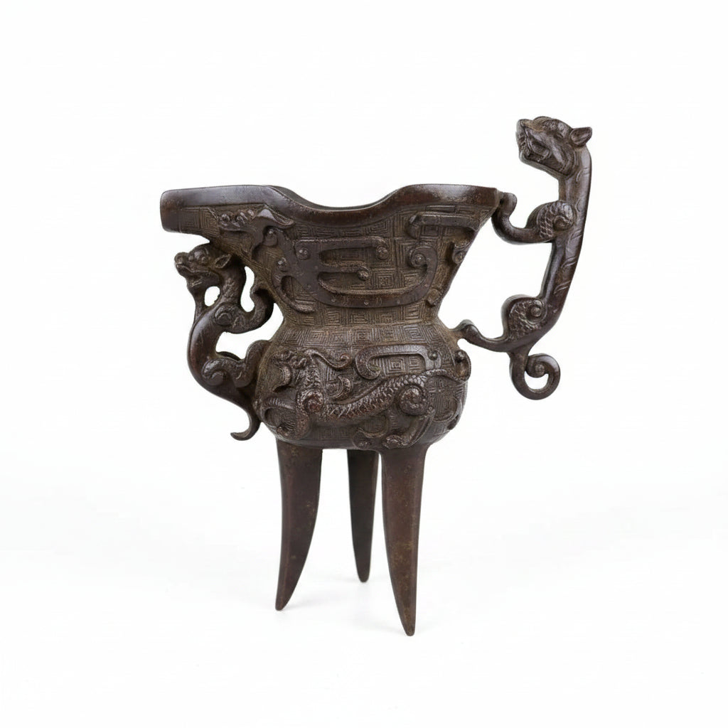Warring States Dragon-Head Bronze Wine Cup — Antique Reproduction