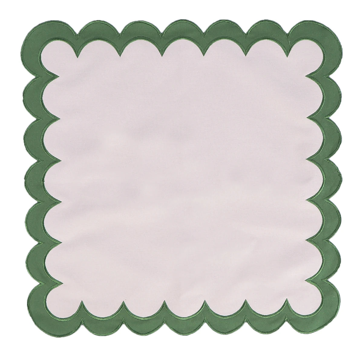 Regal Off-White Placemat Green Scallop Edge