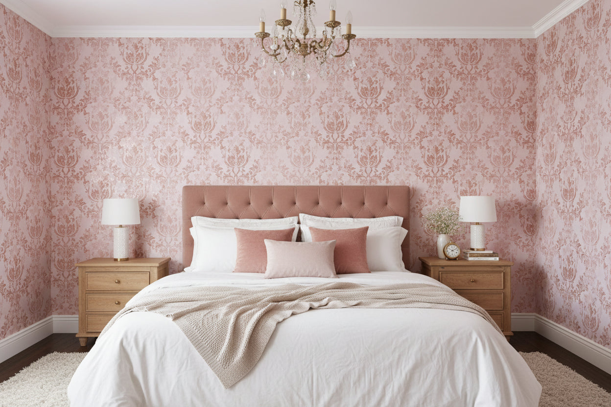 Vintage Pink Floral Wallpaper