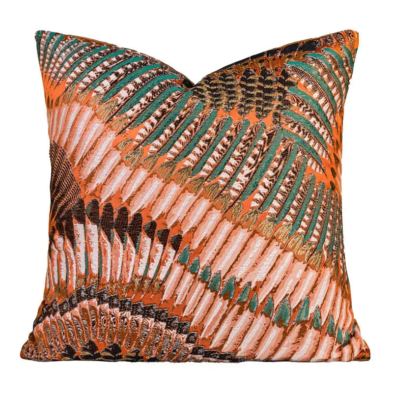 The Atlas Mountains Jacquard Throw Pillow Cover 18" x 18" Orange