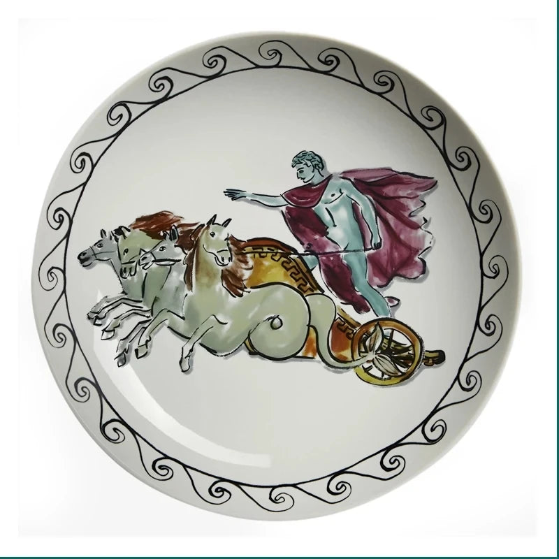 Poseidon's Journey Ivory Chariot Decorative Ceramic Plate