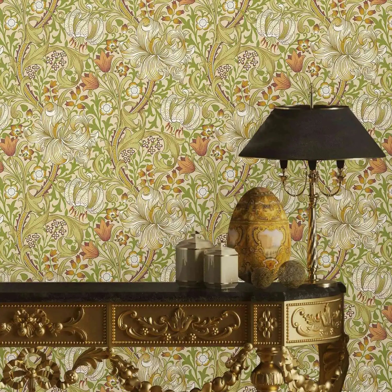 Golden Lily Vintage Wallpaper
