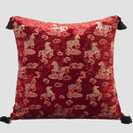 Dynasty Steed Velvet Chinoiserie Horse Throw Pillow Cover