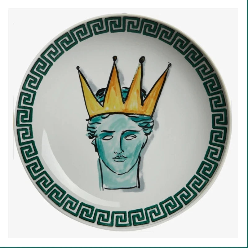 Poseidon's Journey Green Crowned Muse Decorative Ceramic Plate