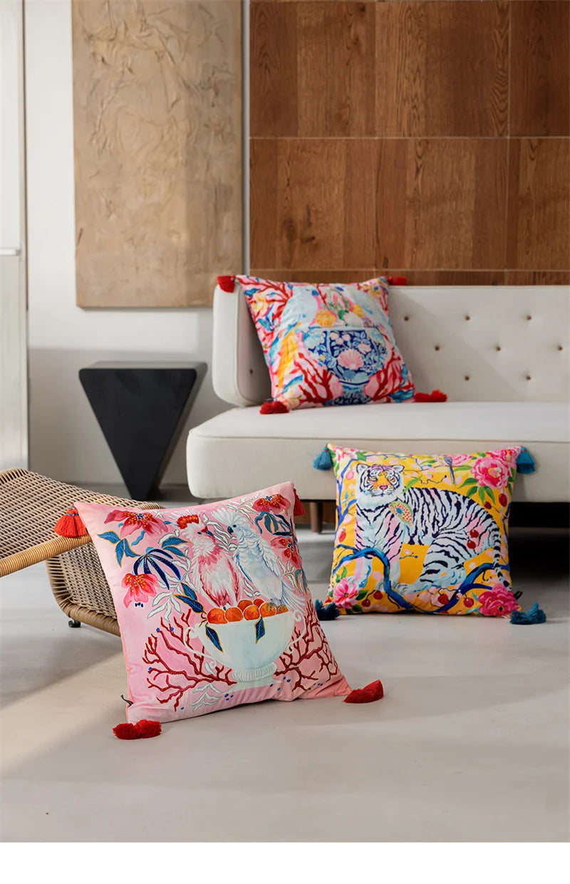 Ornate Cockatoo & Fruit Bowl Pillow Cover