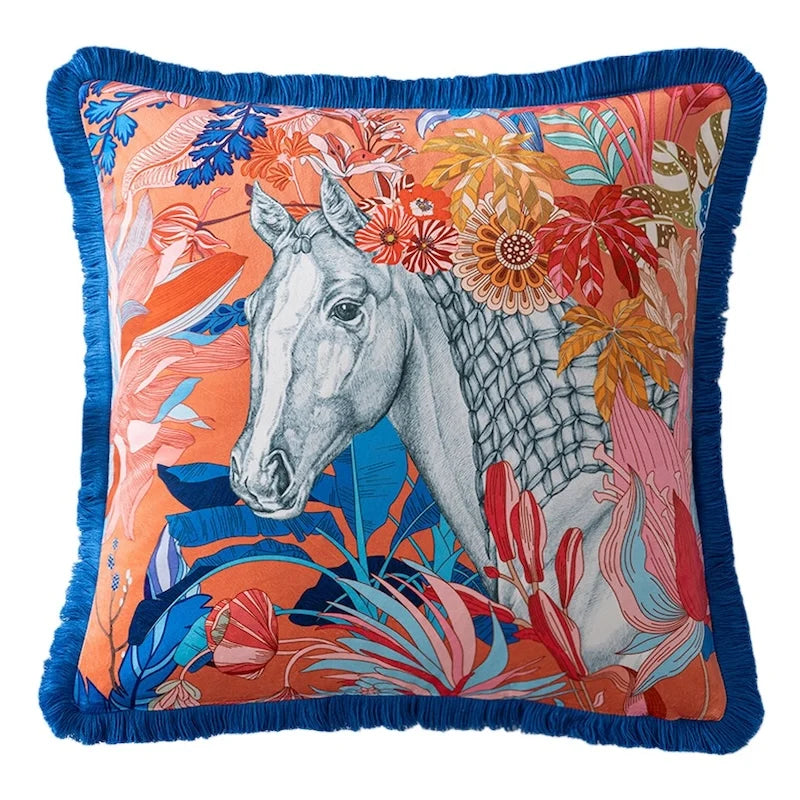 Golden Crane Pavilion Velvet Chinoiserie Throw Pillow Cover
