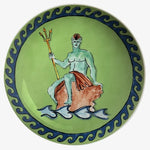 Poseidon's Journey Green Poseidon & Waves Decorative Ceramic Plate