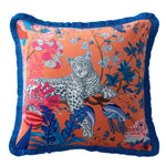 Rose Crane Garden Velvet Chinoiserie Throw Pillow Cover