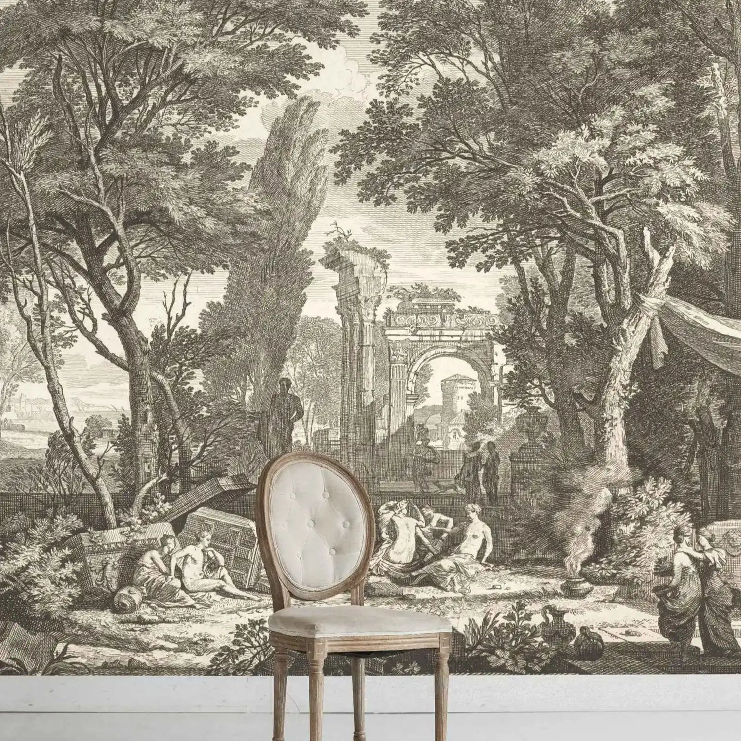 Vintage Dark Landscape Mural Wallpaper