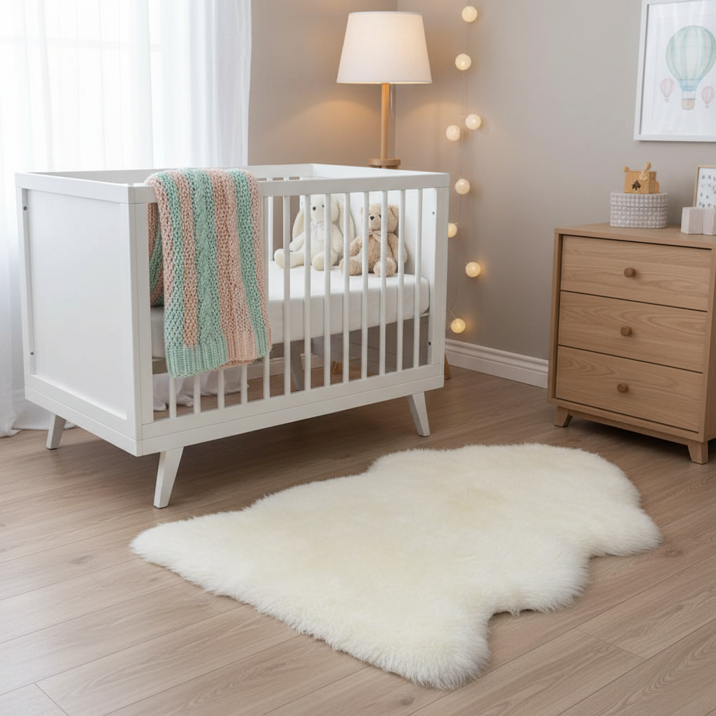 Genuine Sheepskin Shag Rug — Natural White