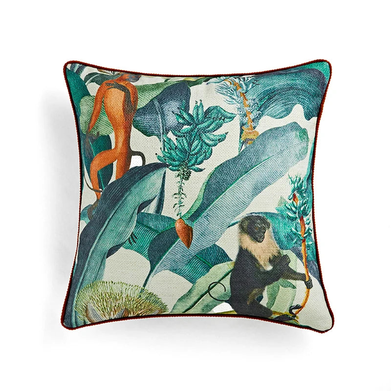 Opulent Jungle Monarchs - Vintage Monkey Print Pillow Cover
