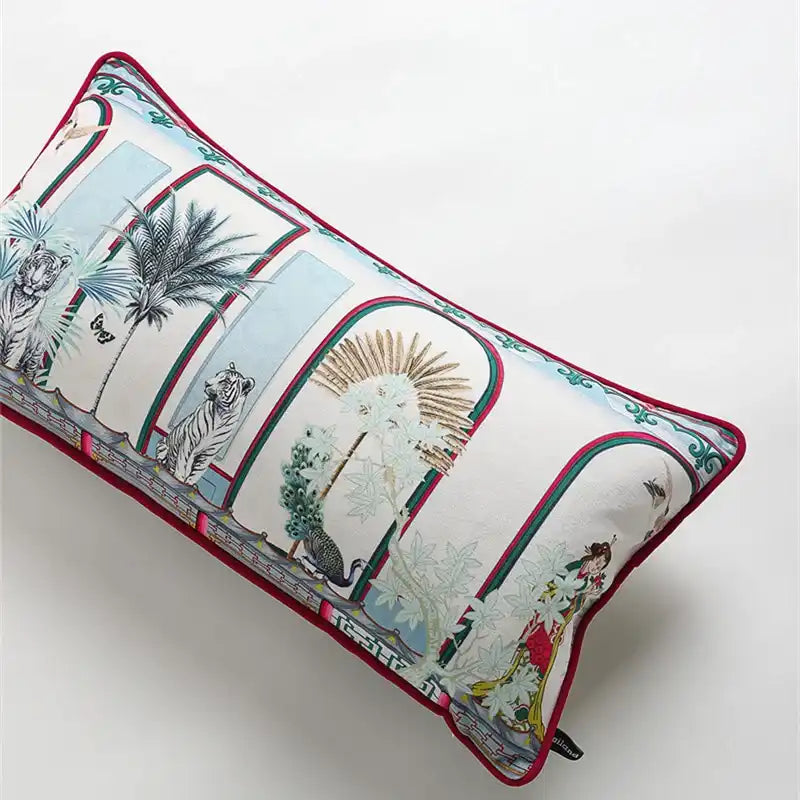 Oriental Chinoiserie Tiger Jar Pillow Cover