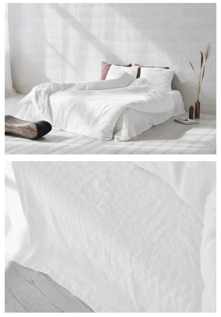 100% Organic Flax Linen Washed Bedding Set - Bleach