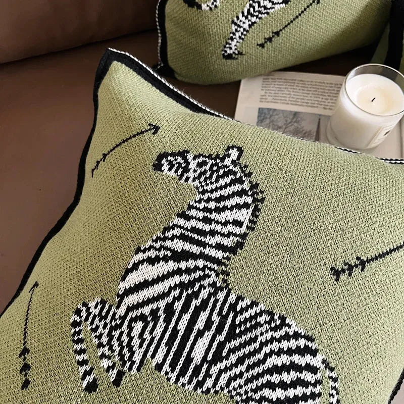 Arrows and Zebra Green Throw Pillow Cover