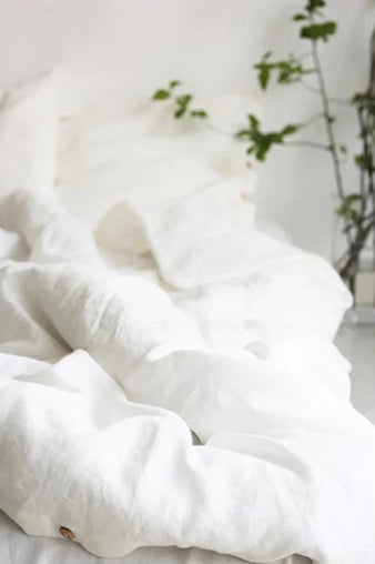 100% Washed Pure Linen Bedding Set - Bleach