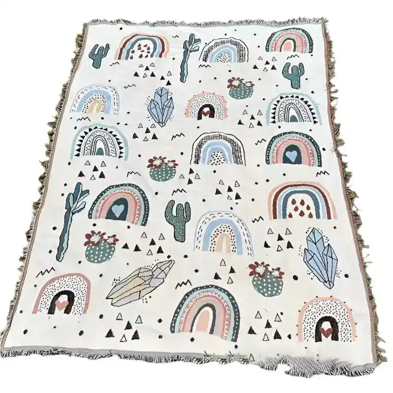 Abstract Face Pattern Throw Blanket - MAIA HOMES