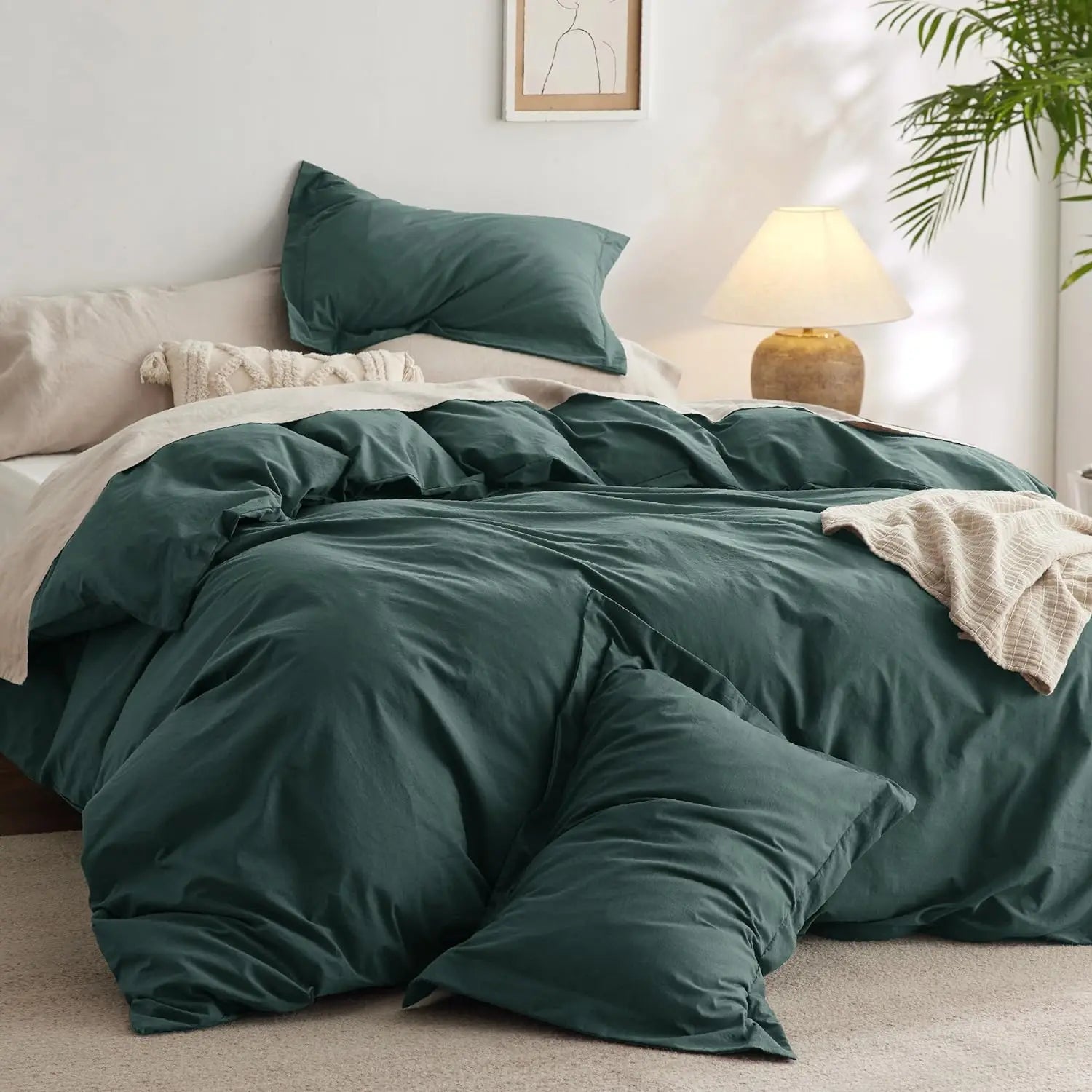 Experience luxury with our 100% Organic Flax Linen Washed Bedding Set in Light green. Soft, breathable, and durable, it ensures ultimate comfort and timeless elegance. 