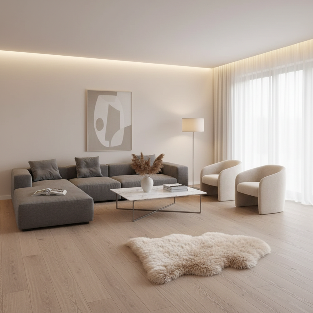 Genuine Sheepskin Shag Rug — Bean Beige