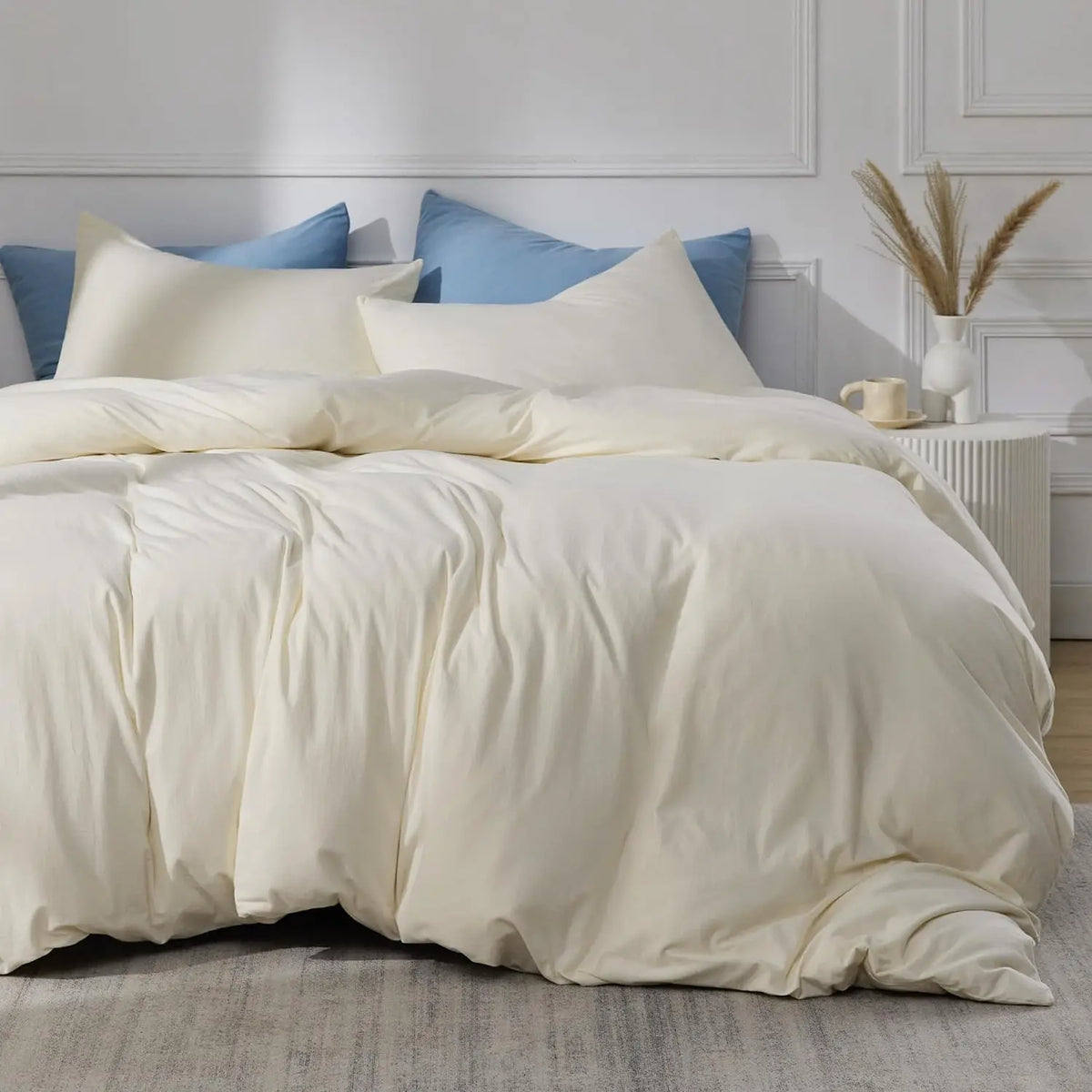 Experience luxury with our 100% Organic Flax Linen Washed Bedding Set in cream white. Soft, breathable, and durable, it ensures ultimate comfort and timeless elegance.