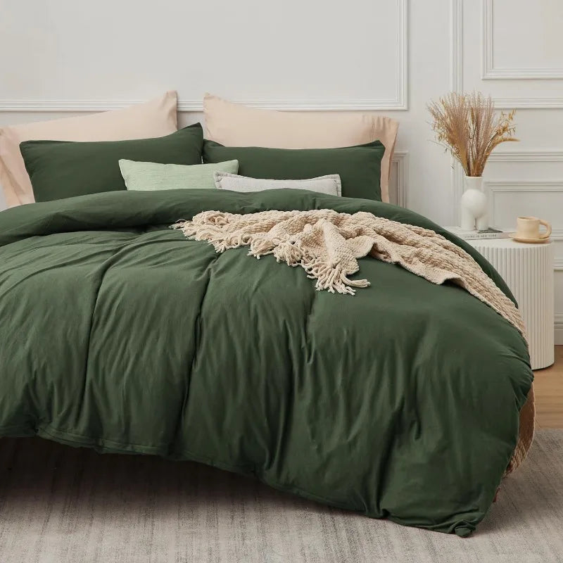 Experience luxury with our 100% Organic Flax Linen Washed Bedding Set in olive. Soft, breathable, and durable, it ensures ultimate comfort and timeless elegance.