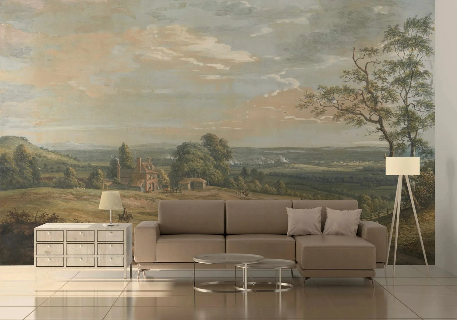 English Rural Vintage Landscape Mural