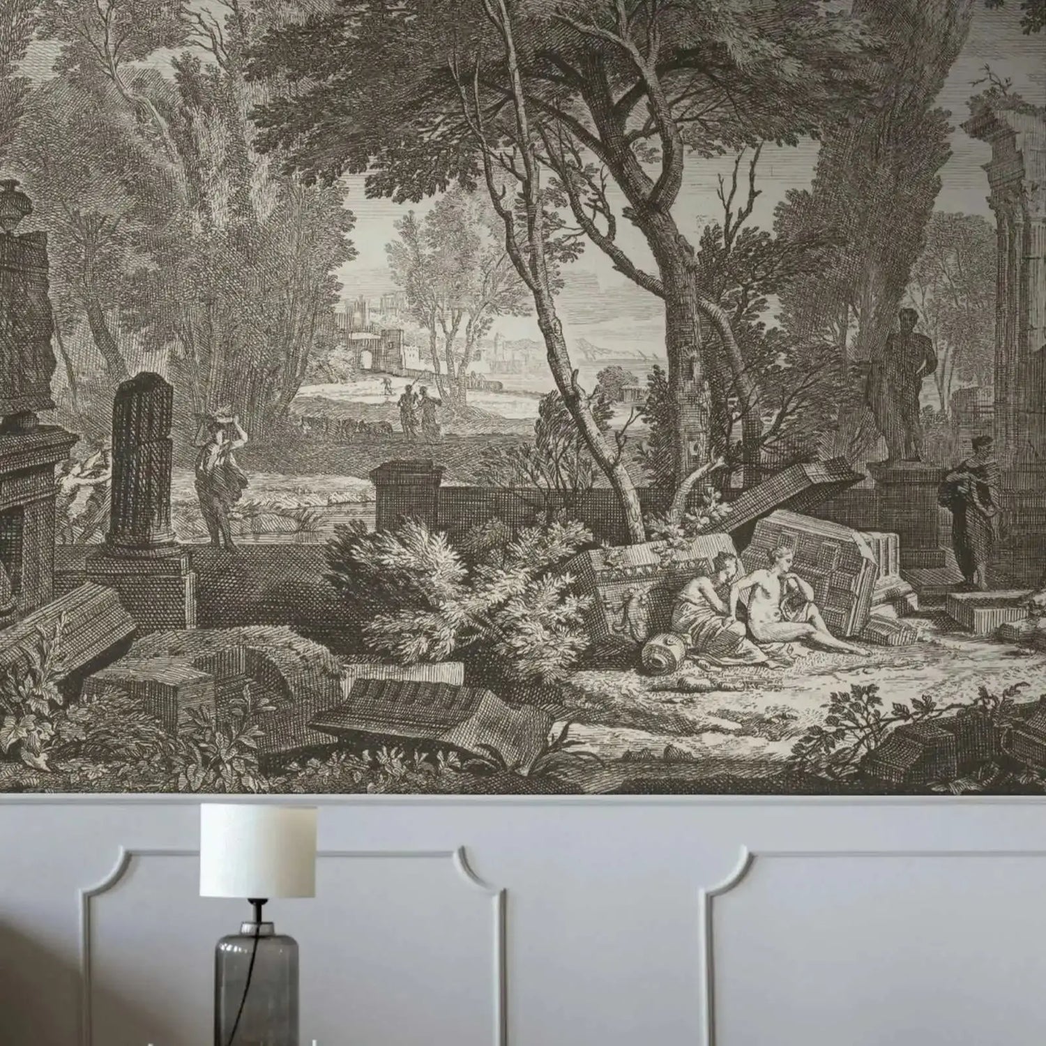 Vintage Dark Landscape Mural Wallpaper