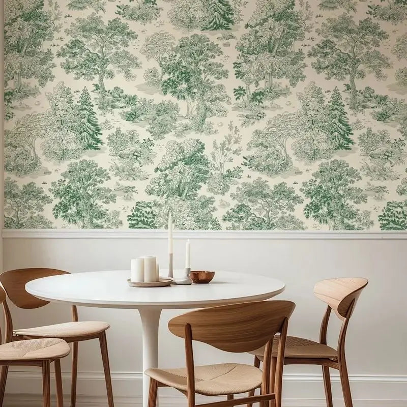 Green Vintage Forest Mural