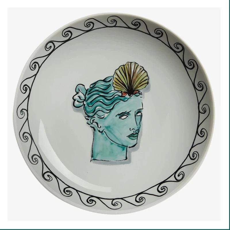 Poseidon's Journey Ivory Shell Goddess Decorative Ceramic Plate