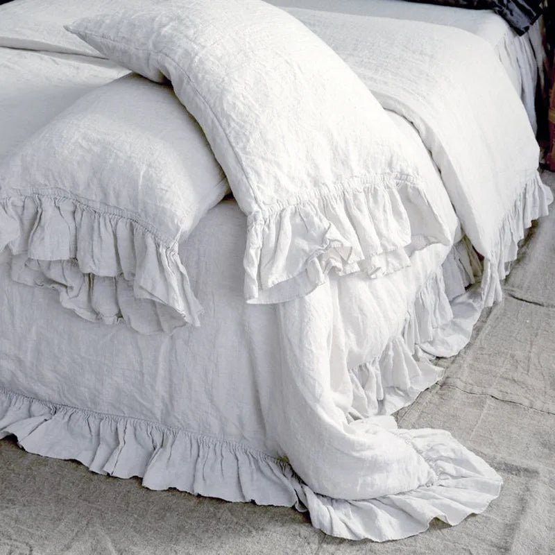 Pure Linen Ruffle Duvet Set