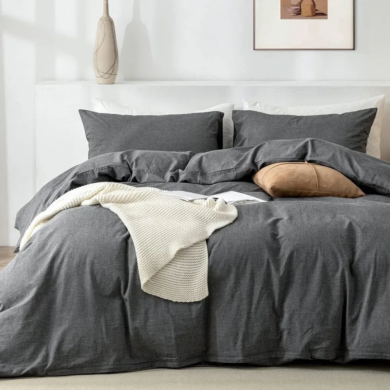 Upgrade your bedding with the 100% Washed Cotton 3-Piece Duvet Set in Grey. Soft, breathable, and versatile, it adds comfort and modern sophistication to your space.