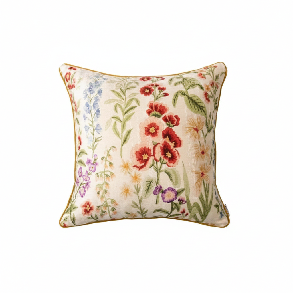 Harvest Bloom Velvet Country Floral Throw Pillow
