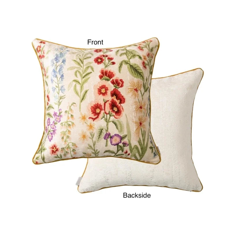 Harvest Bloom Velvet Country Floral Throw Pillow Cover