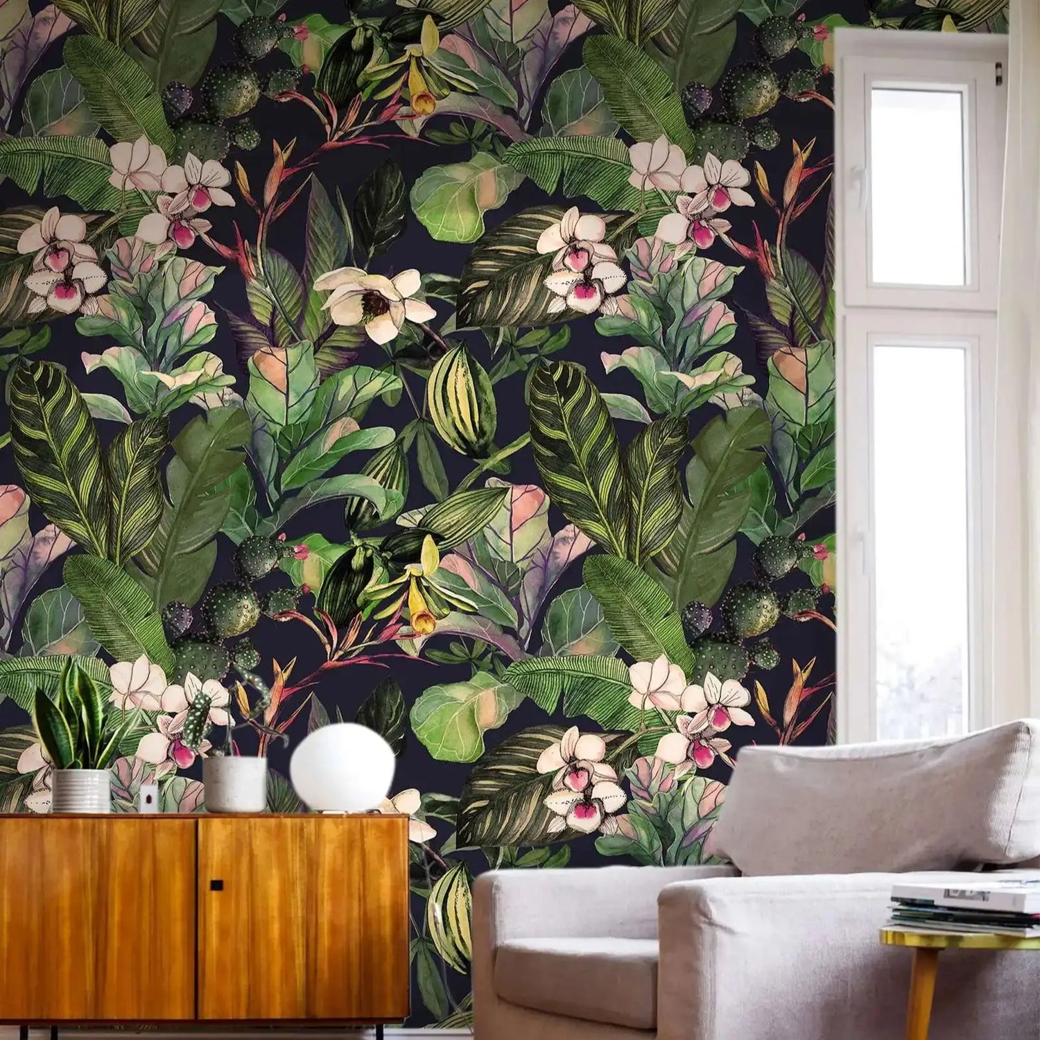 Tropical Vintage Floral Wallpaper