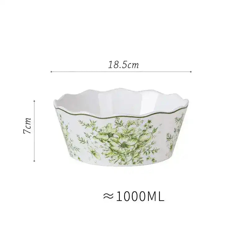 Vintage Inspired Floral Green Plate - MAIA HOMES