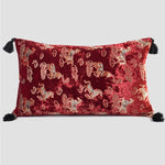 Imperial Horse Velvet Chinoiserie Throw Pillow Cover
