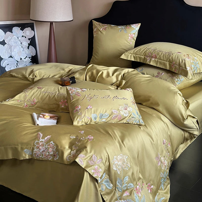 1000TC Egyptian Cotton Flowers Embroidery Bedding Set