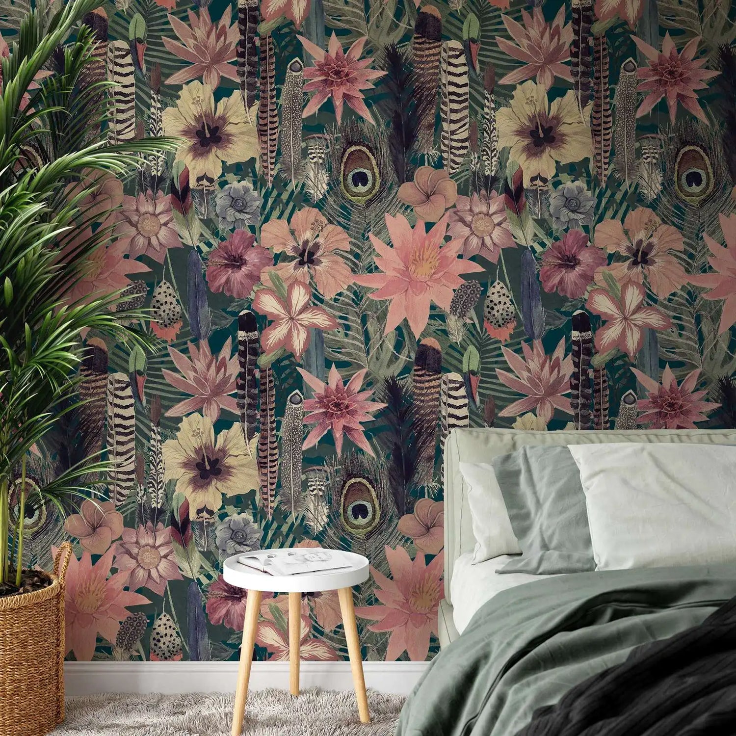 Feathers And Flowers Wallpaper