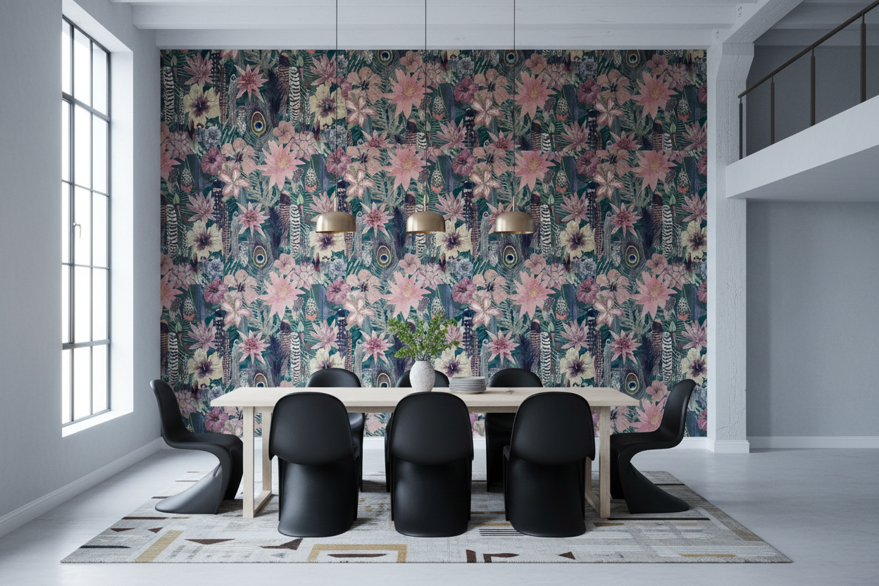 Feathers And Flowers Wallpaper
