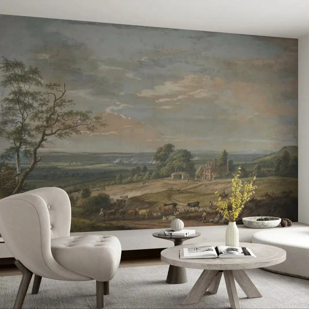 Antique Pastoral Countryside Mural
